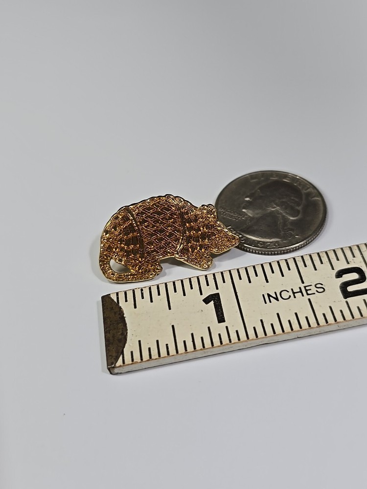 Armadillo Lapel Pin Brown Color With Design