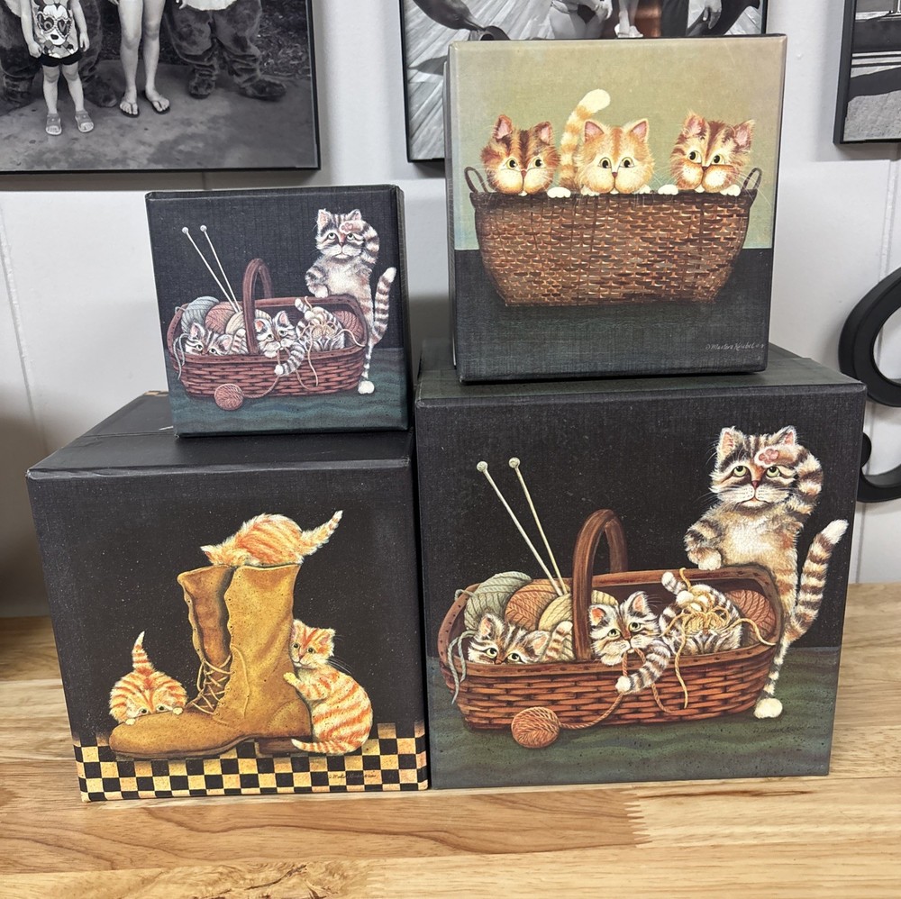 Bobs Boxes Lang Set Of 4 Nesting Boxes Cats Kittens Calico Cats Nesting Boxes