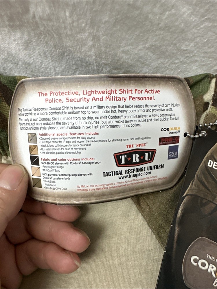 TRU-SPEC TRU Combat Shirt W/ Codura Base Small Regular Crye Precision Multicam