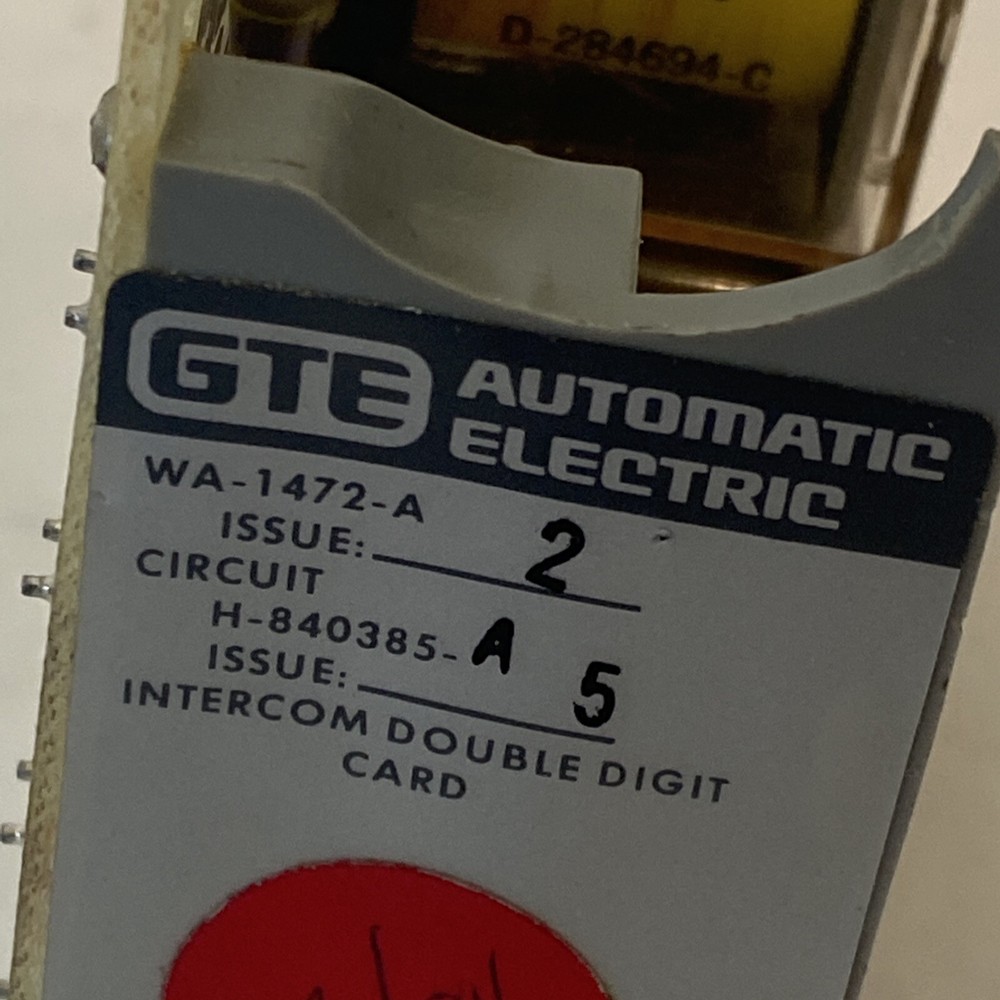 GTE WA-1472-A Intercom Double Digit Card Circuit Board. Untested As-Is