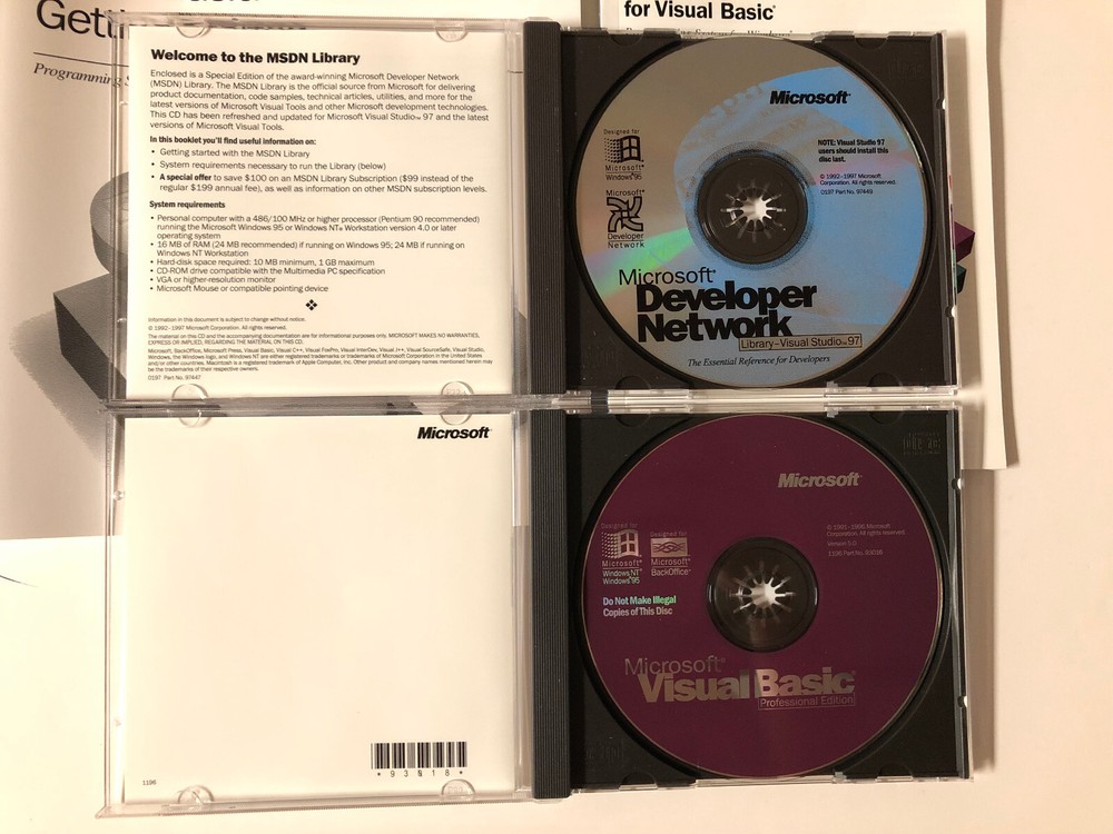 Microsoft Visual Basic Professional Edition Version 5.0 Academic CD Media
