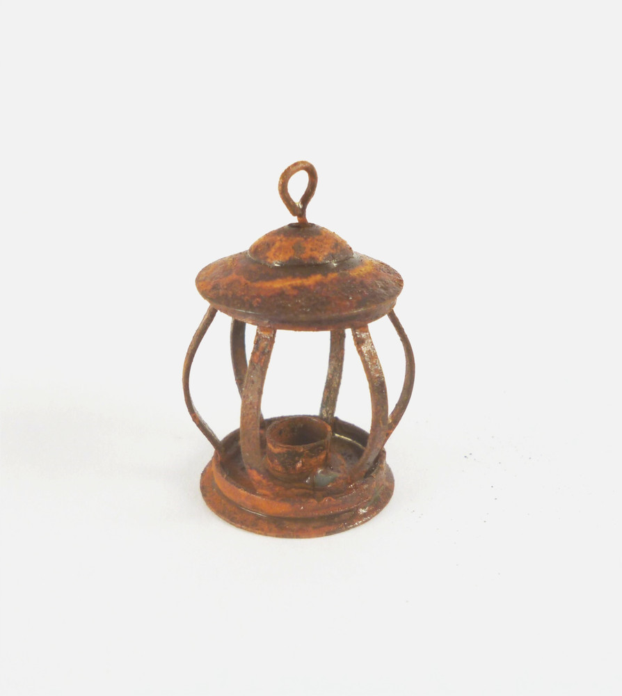 Closeout! Dollhouse Miniature Rusty Round Lantern, EIWF621