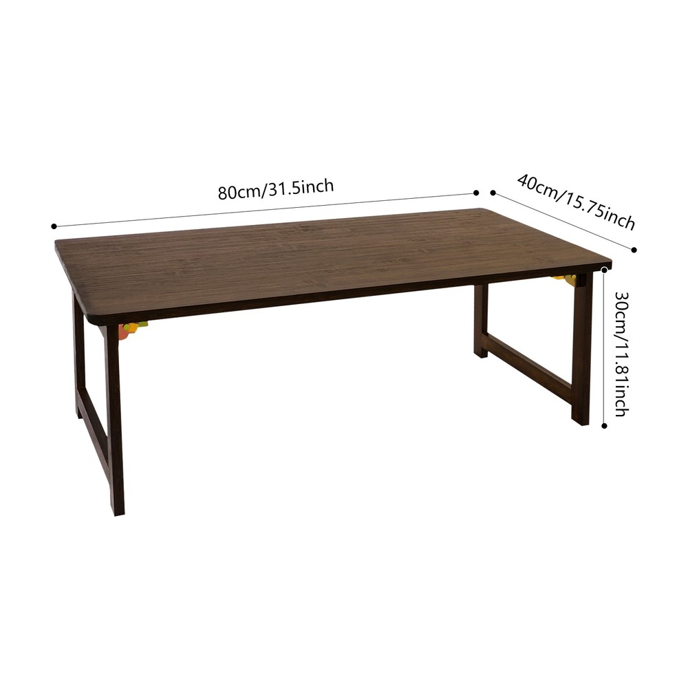 Folding Floor Table Foldable Coffee Table Sitting Dining Table Walnut Color NEW