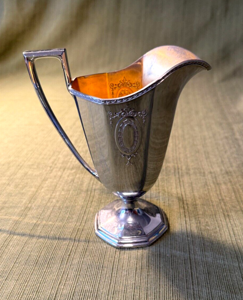 Vintage LF & Co Chrome & Gold Creamer