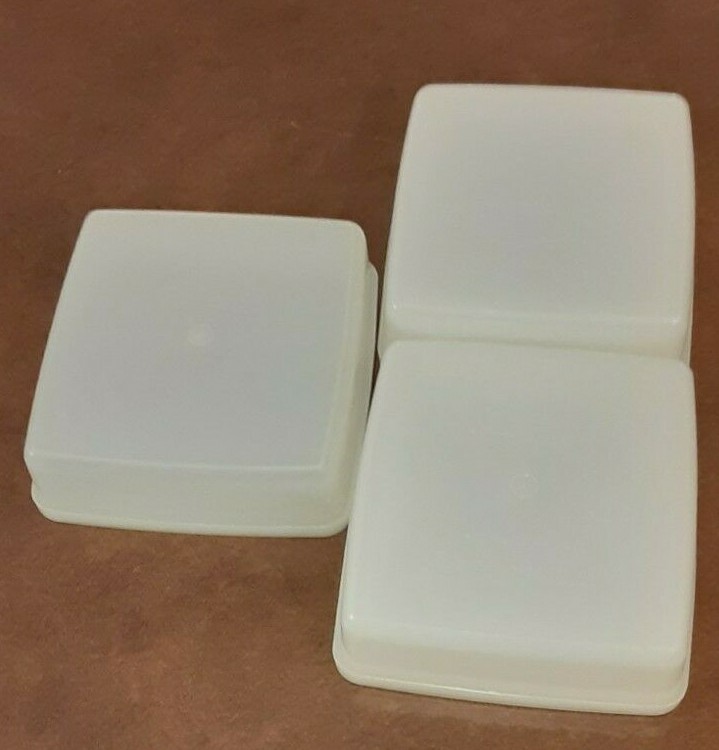 Tupperware Clear White Square-Aways 670 With Lids (3 containers)