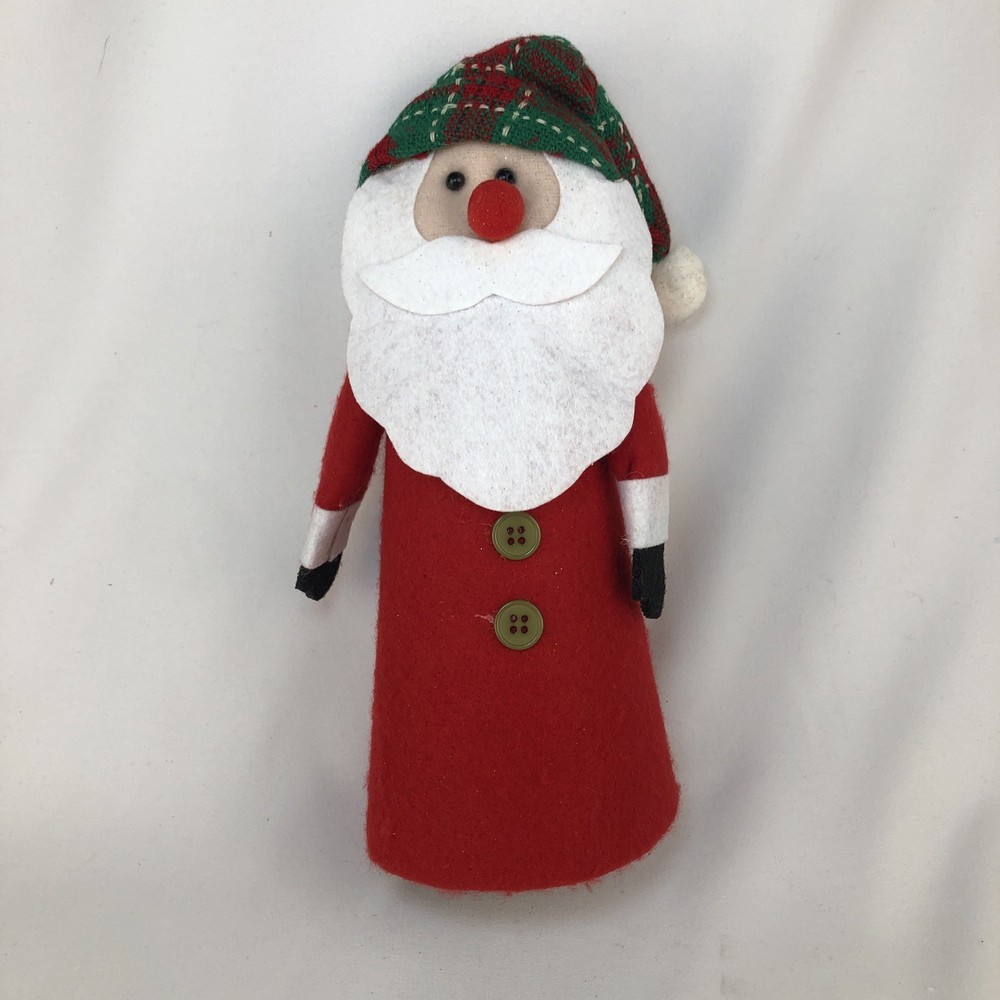 Felt Covered Cone Christmas Santa 10” Tall