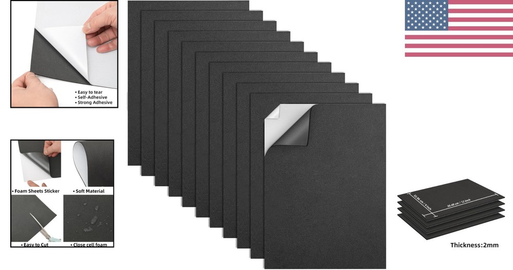 Versatile 2mm Self-Adhesive Black Foam Sheets - Perfect for Crafts & Cardmaking