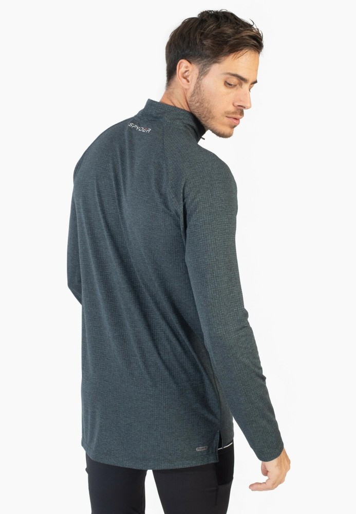 Spyder Active Men's 4 Way Stretch 1/4 Zip Pullover, Gray, Size M