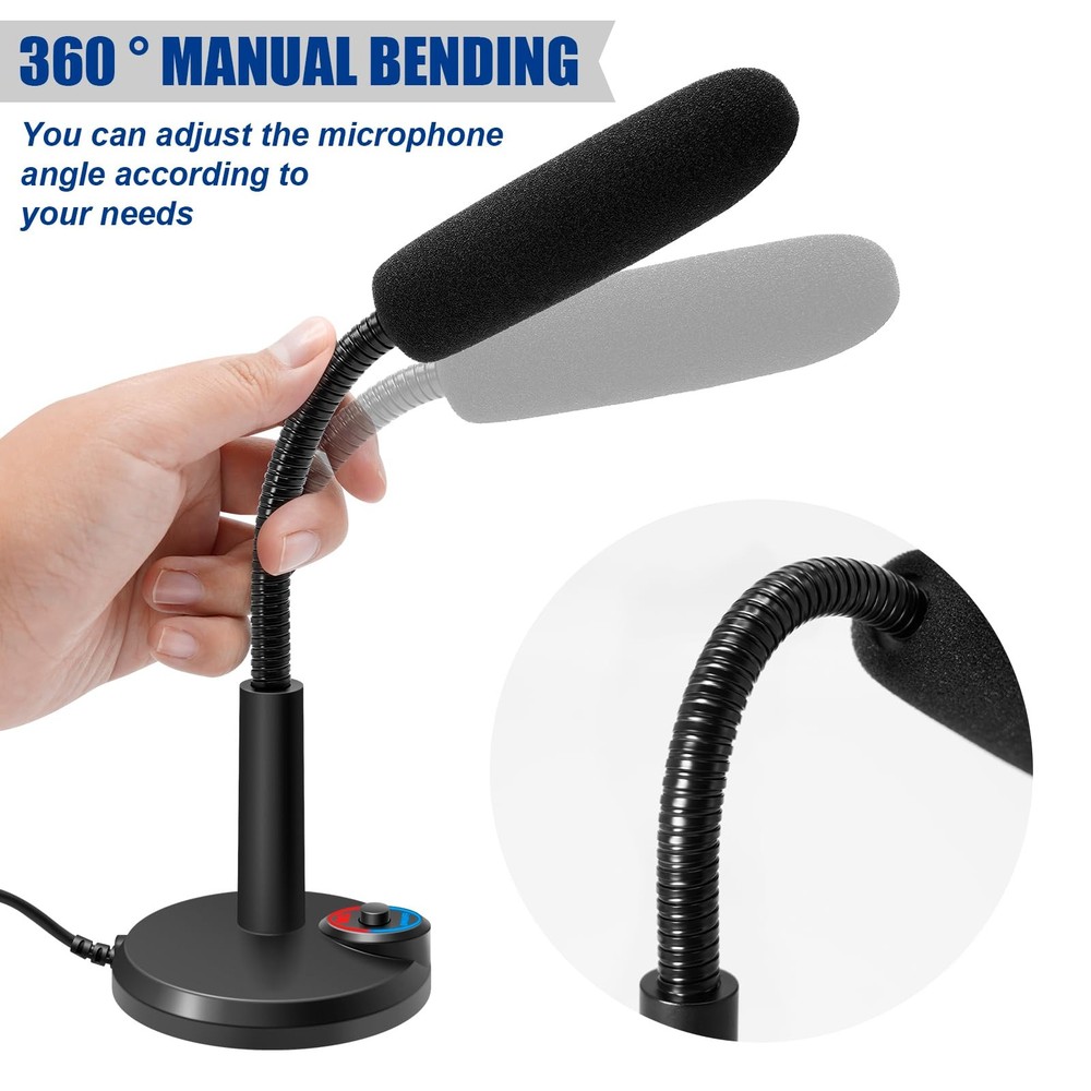 USB Computer Microphone RGB Breathing Light 1.5m Cable Plug Play Desktop