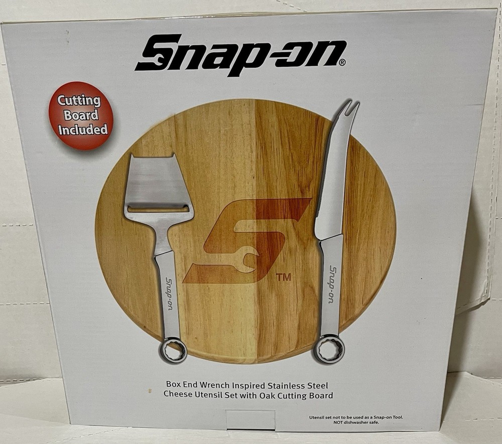 Snap-On Tools Oak Cheese Board and Utensil Set *Rare*