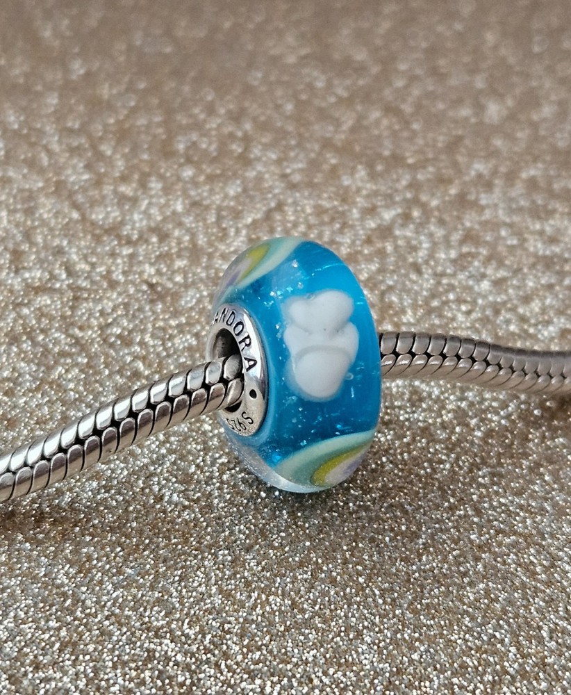 Authentic Pandora Iridescent Rainbow Silver Murano Charm