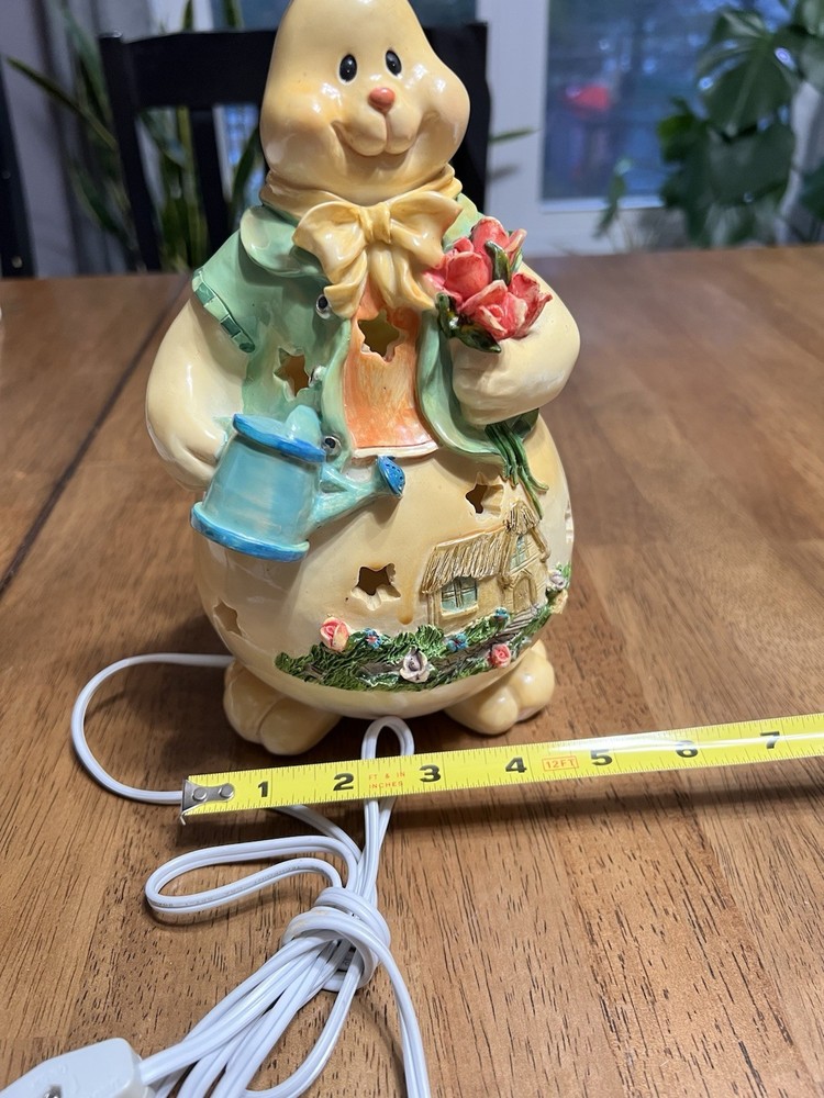 Easter Bunny Figurine Lamp Night Light Flower Watering Can +READ+
