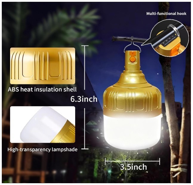 2 Pack LED Camping Lantern Rechargeable 4000mAh Waterproof USB Light