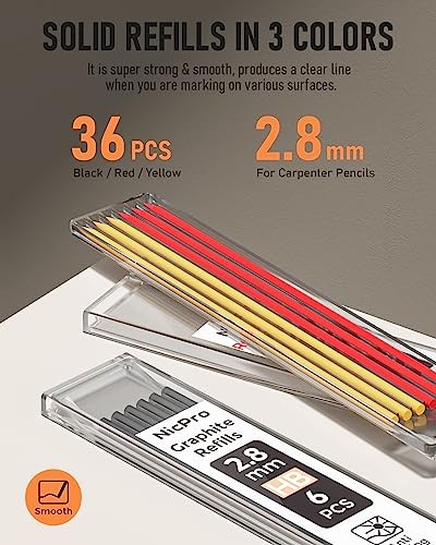 3 Pack Carpenter Pencil Set with Sharpener & Finger Grip, Mechanical 3 PACK
