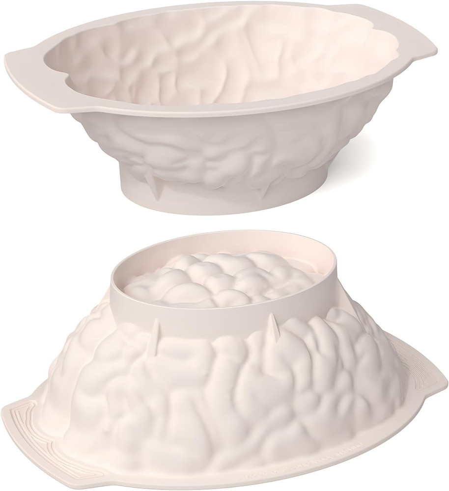 Brain Silicone Mold - Brain Cake Mold with Support Base, 3D Realistic Silicone H