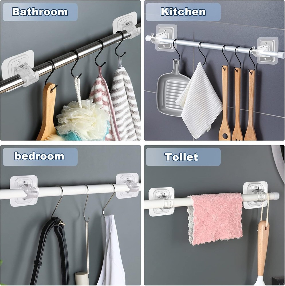 Durable 10 Pack Adjustable Curtain Rod Clips – No Tools, No Damage Required