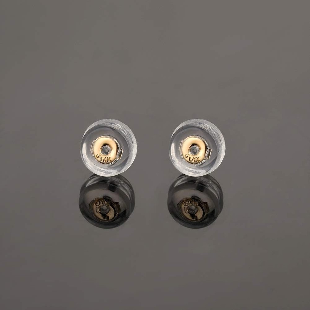 14K Real Solid Gold Earring Backs, Hypoallergenic Silicone, Secure for Studs