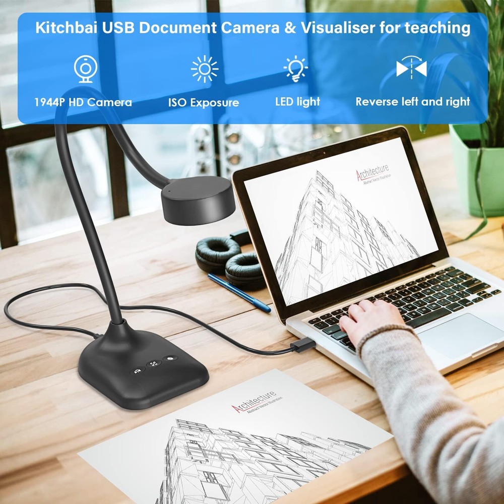 Document Camera for Teachers Webcam and Overhead Camera for Classroom with Mi...