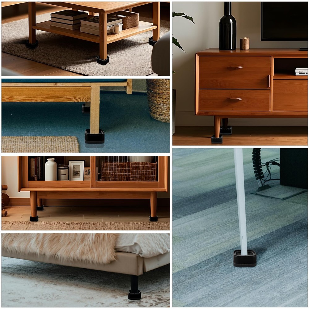 12 Pack Furniture Risers, Adjustable Bed Risers Heavy Duty Stackable Bed Raisers