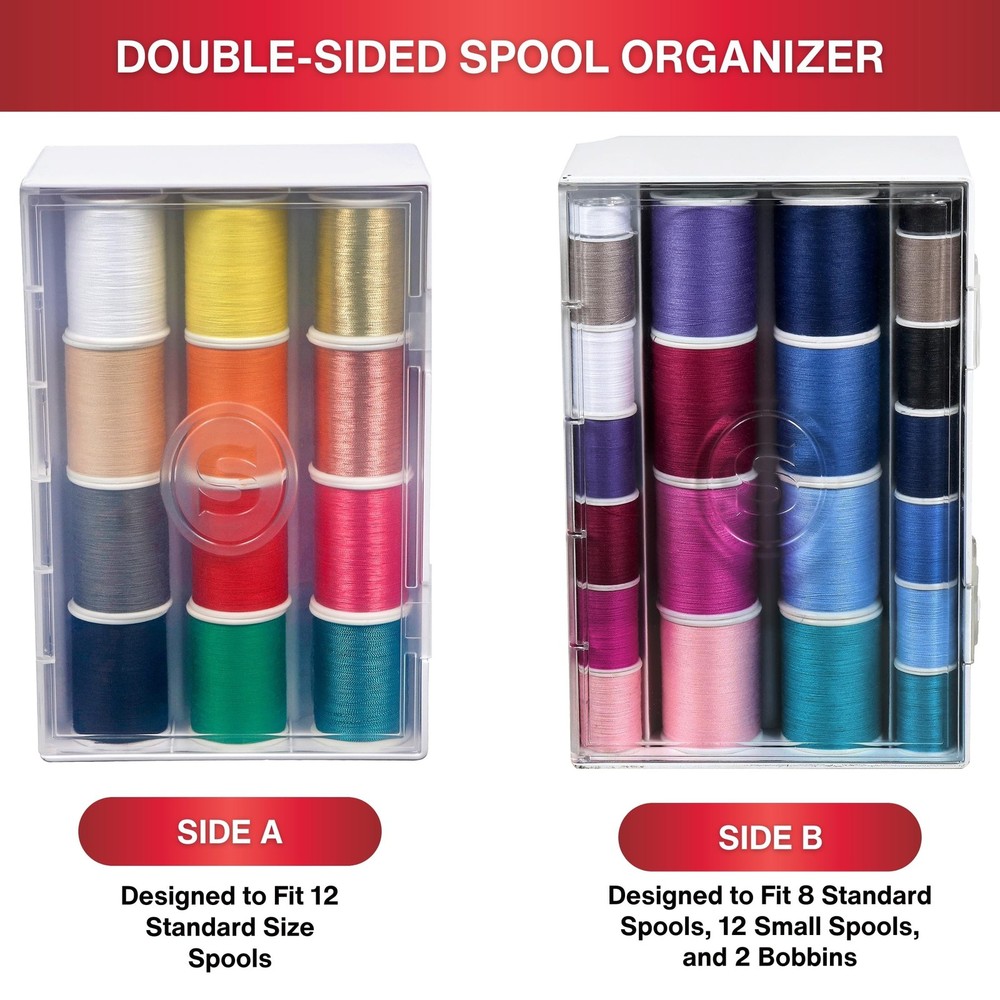 Singer Double-Sided Thread Spool Organizer - Clear Storage Sewing Box for Emb...