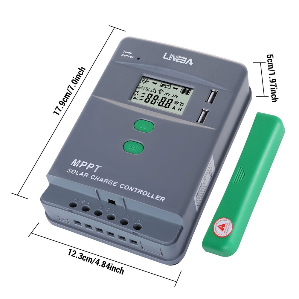 100A Solar Panel Battery Charge Controller LCD Regulator Dual USB 12/24V/36V/48V