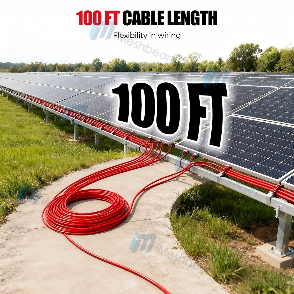 100ft Solar Panel Extension Cable 10AWG 6mm² Tinned Copper PV Cable Solar Wire