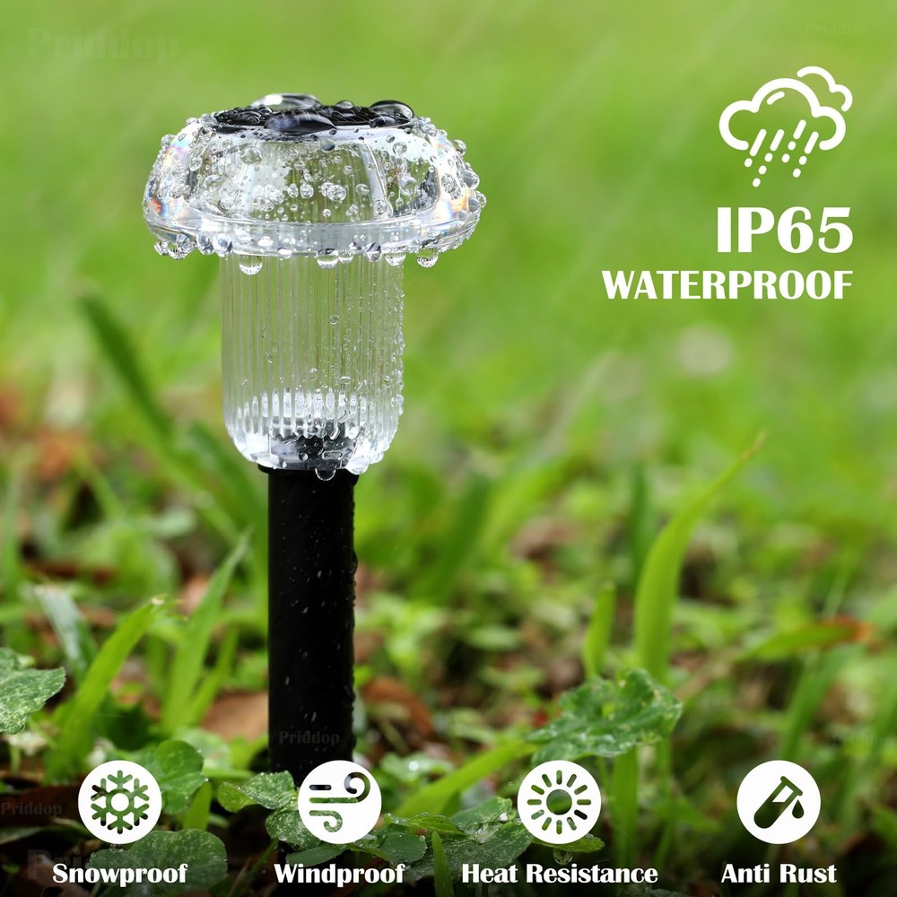 Priddop Solar Lights Outdoor Pathway Waterproof 8 Pack 8 Pack, Multicolor