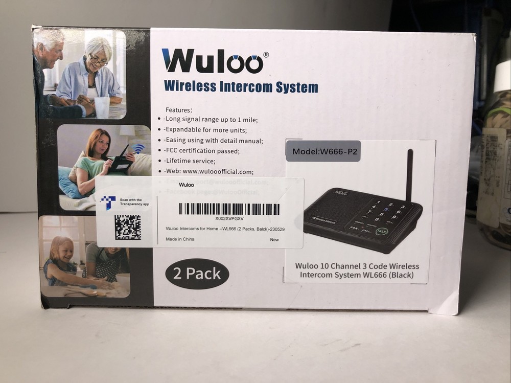 Wuloo Wireless 1 Mile Range Home Intercom System 2 Pack W666-P2 Multi Channel