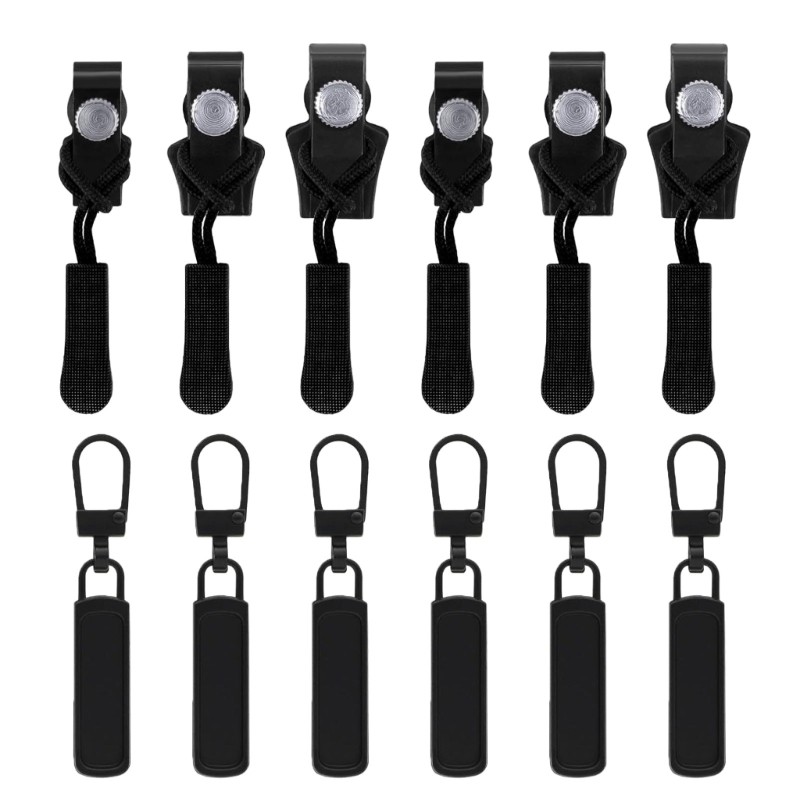 12 Pcs Zippers Replacement Set Removable Zippers Pullers 3 Size Zips Repair Set