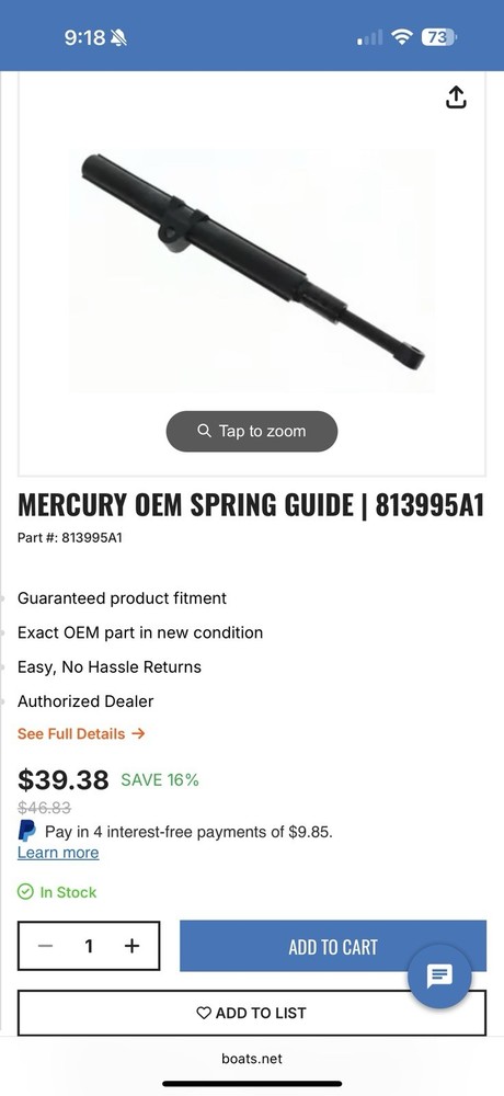 MERCURY OEM SPRING GUIDE | 813995A1