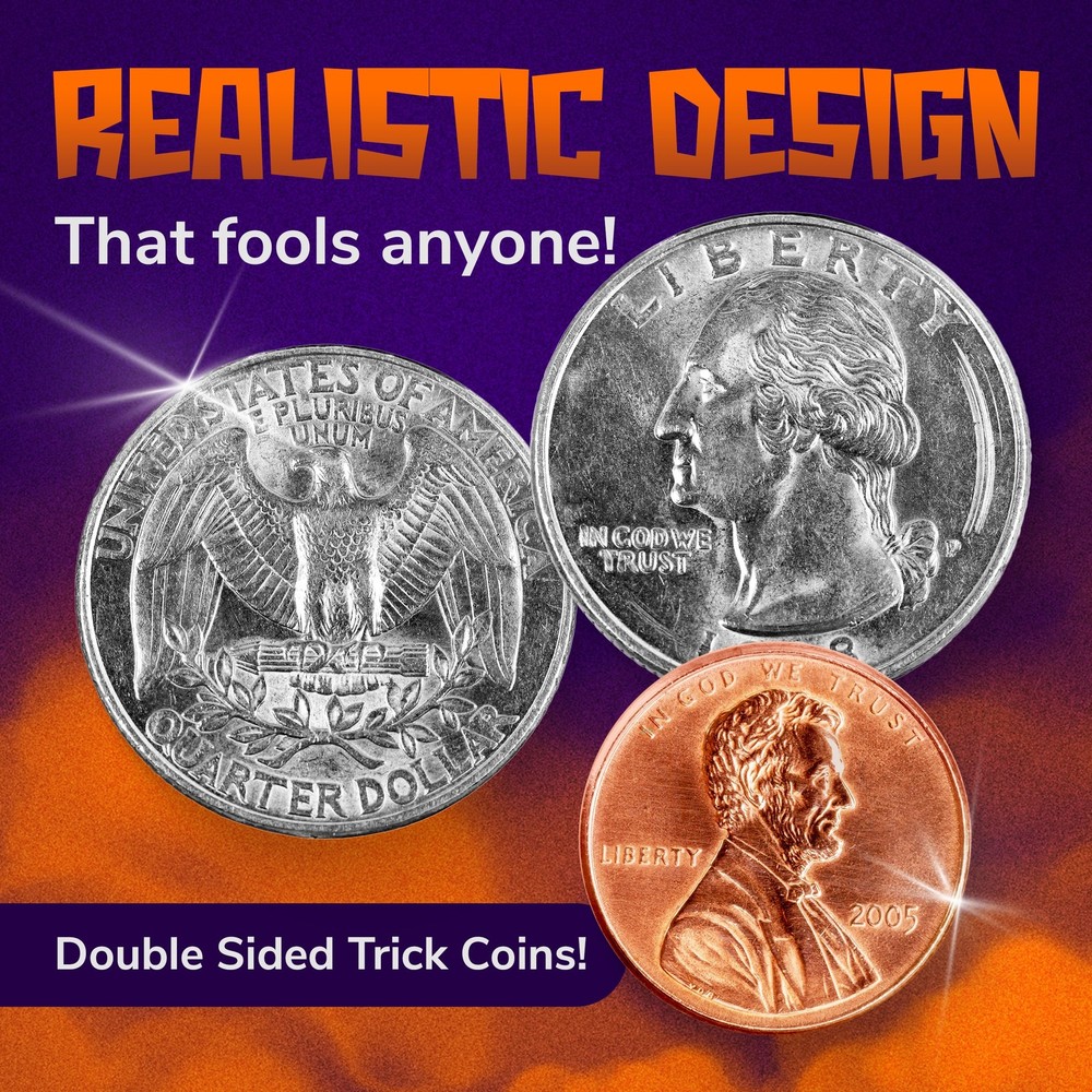 3pk Double Sided Coins | Includes 2 Quarters and 1 Small, Silver