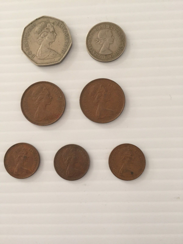 7 Assorted U.K. British Coins 1954-1976