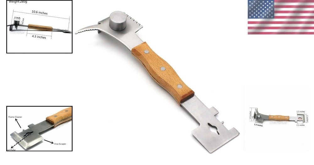 Multifunctional Hive Scraper Tool with Wooden Handle - Essential Beekeeping Gear