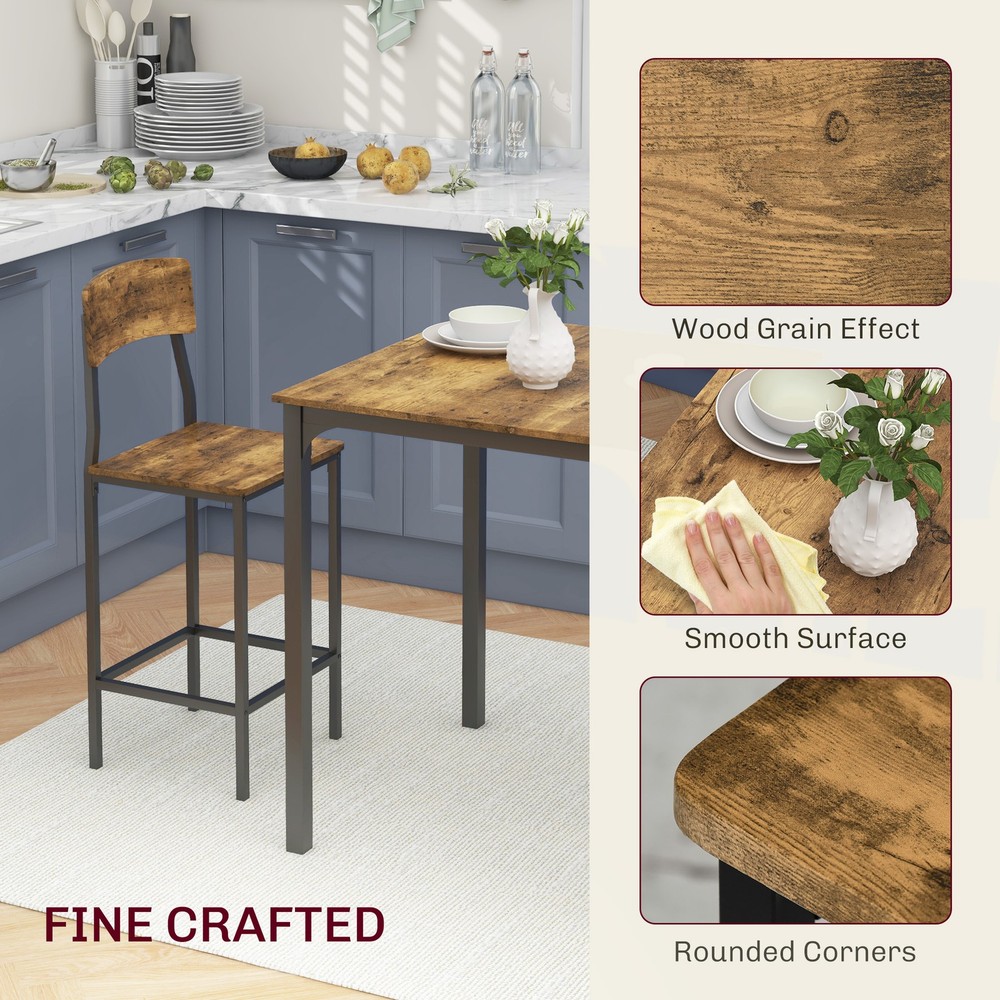 3 Piece Pub Table and Chairs, Small Kitchen Table and Chairs, Square Dining