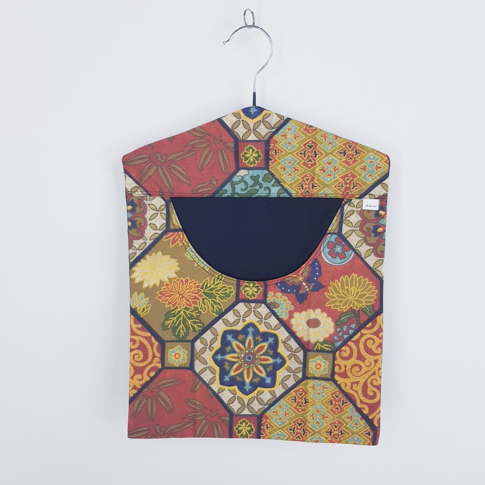 Peg Bag Handmade Gold Red Patterned Front Lined Laundry Clothes Peg Holder