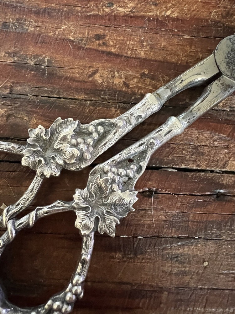 Vintage Ornate Sterling Silver Grape Shears Scissors