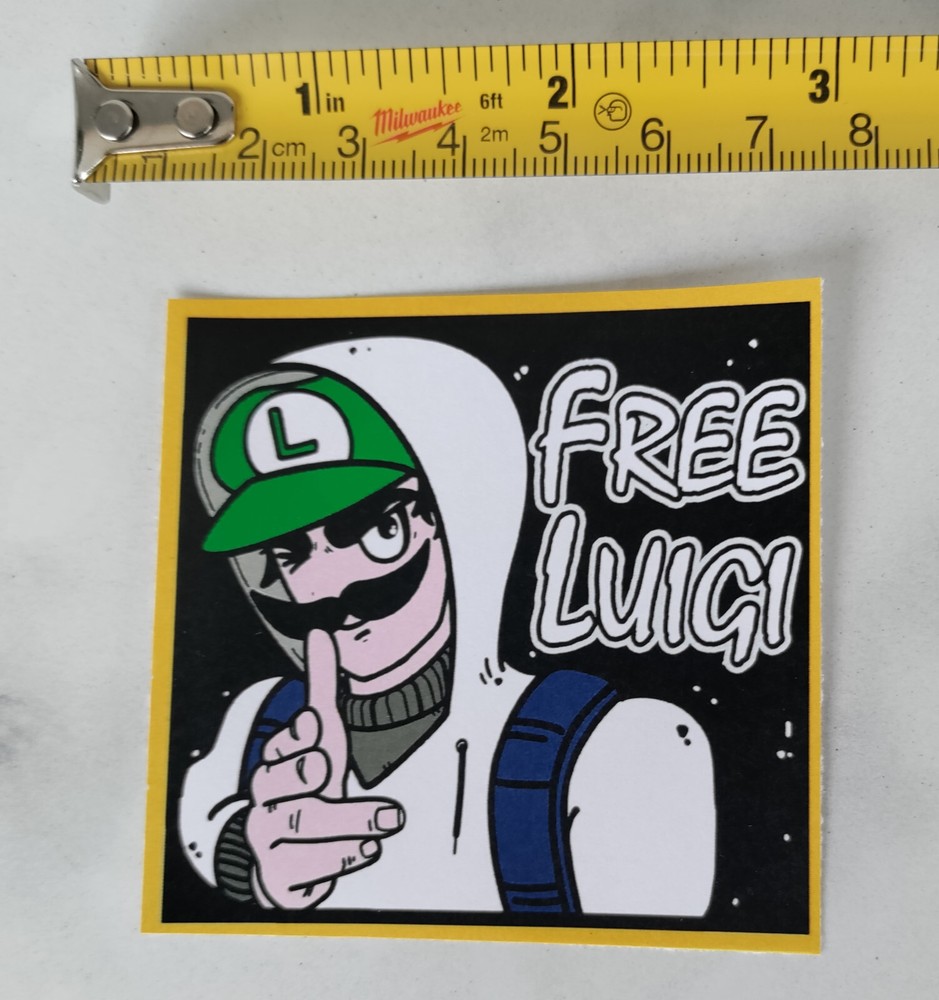 Free Luigi Sticker - 3" Yellow border (One per order)
