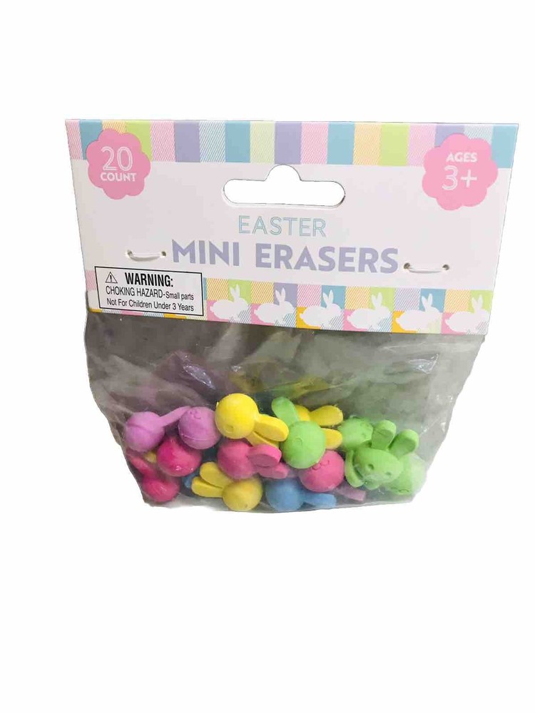 FunErasers-Easter Bunny Mini Erasers for Kids 20ct - Multicolored