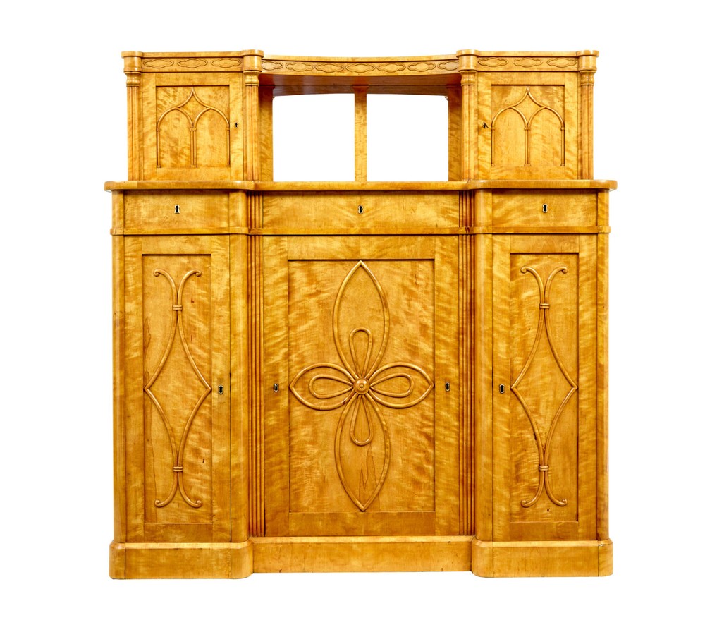 MID 19TH CENTURY SWEDISH BIRCH BUFFET SIDEBOARD