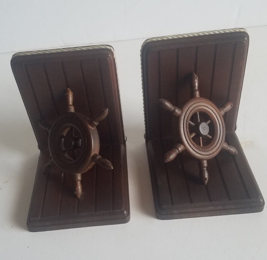Vintage Nautical Design Wooden Book End Set