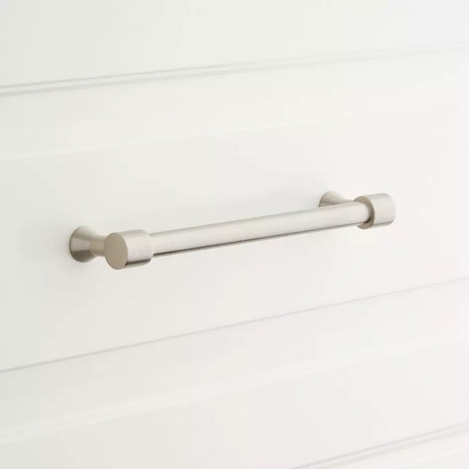 SIGNATURE HARDWARE - 3-3/4" Strasbourg Solid Brass Cabinet Pull - Satin Nickel