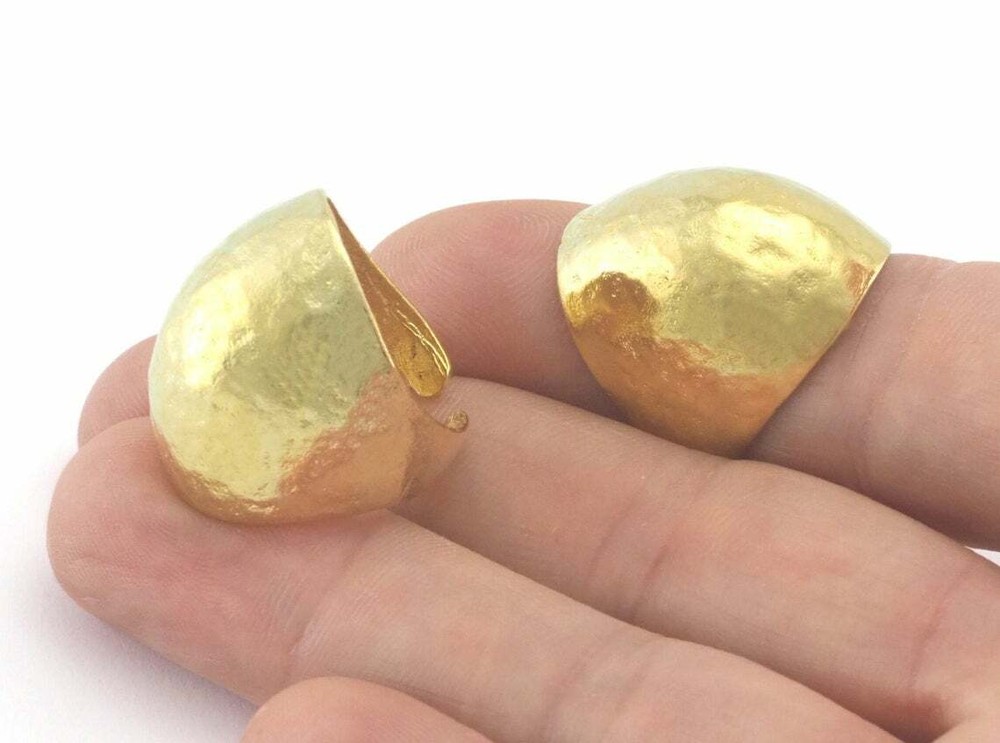 Hammered dome Statement Adjustable Ring Raw brass (6 - 7US inner size) 3005