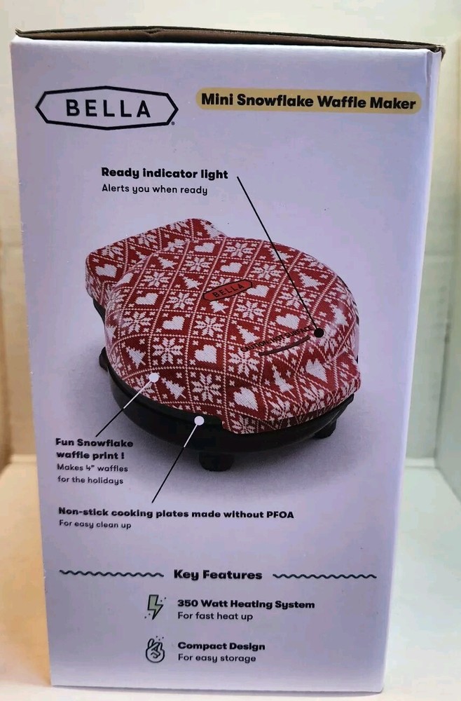 Bella Mini Snowflake Waffle Maker-New!