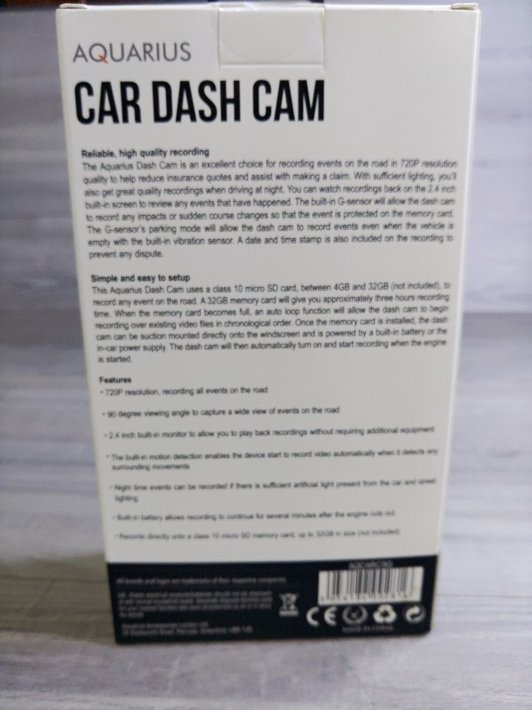 AQUARIUS CAR DASH CAM AQCARCSG