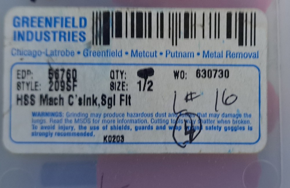 1/2" COUNTERSINK