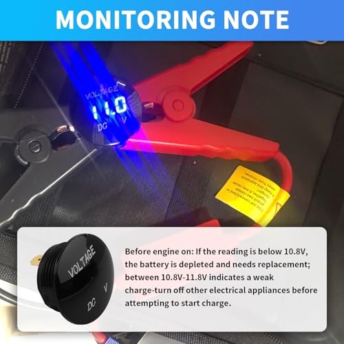Volt Meter 12 Volt,LED Digital Display Car Battery Voltage Meter with 2PCS