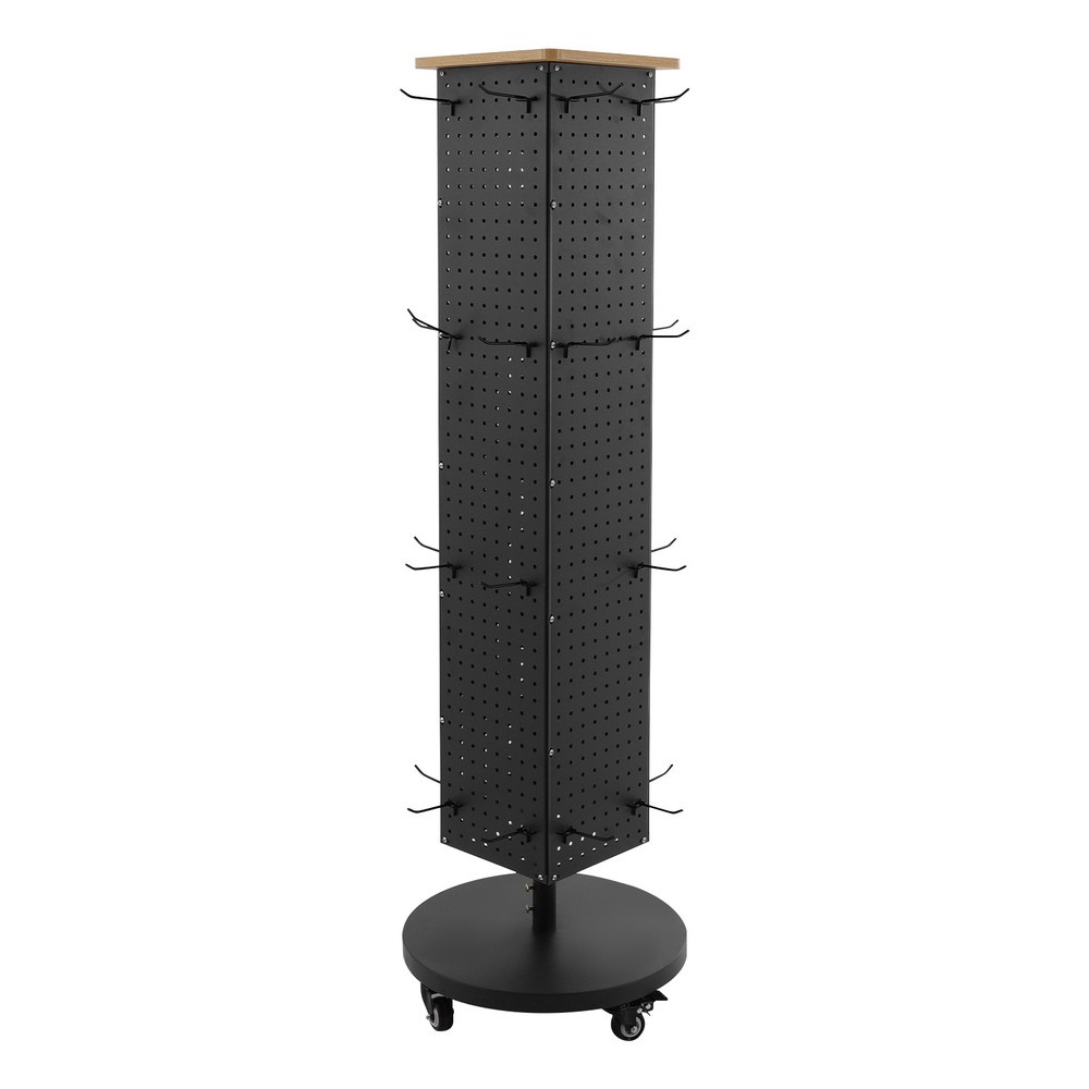 Perforated Panel Display Stand 360° Rotatable Display Rack with 30 Hooks Grocery