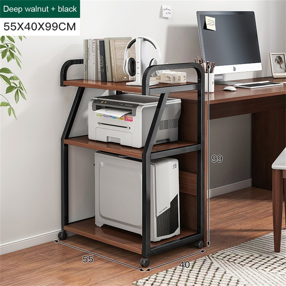 3 Tier Rolling Shelf Stand Multi-functional Storage Open Shelf For Home Office