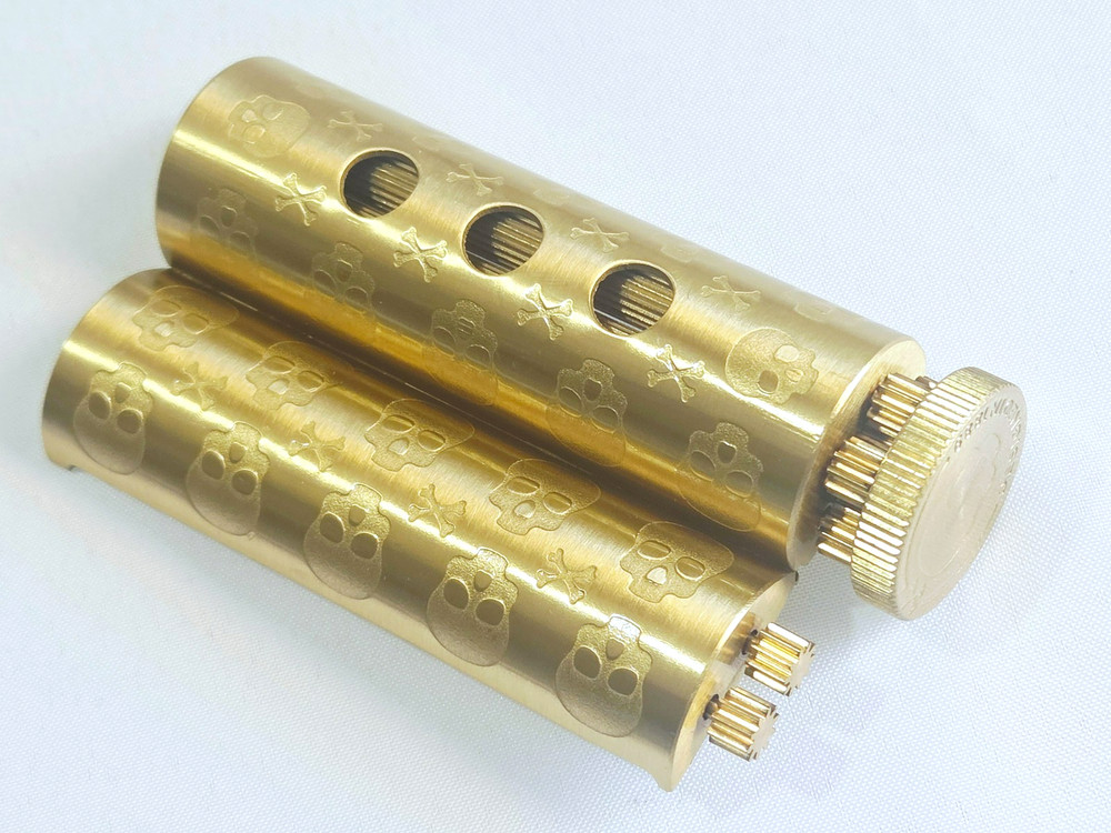 Solid Brass Cigarette Roller Kit, Skull Crossbones Design 70mm w/ Tray