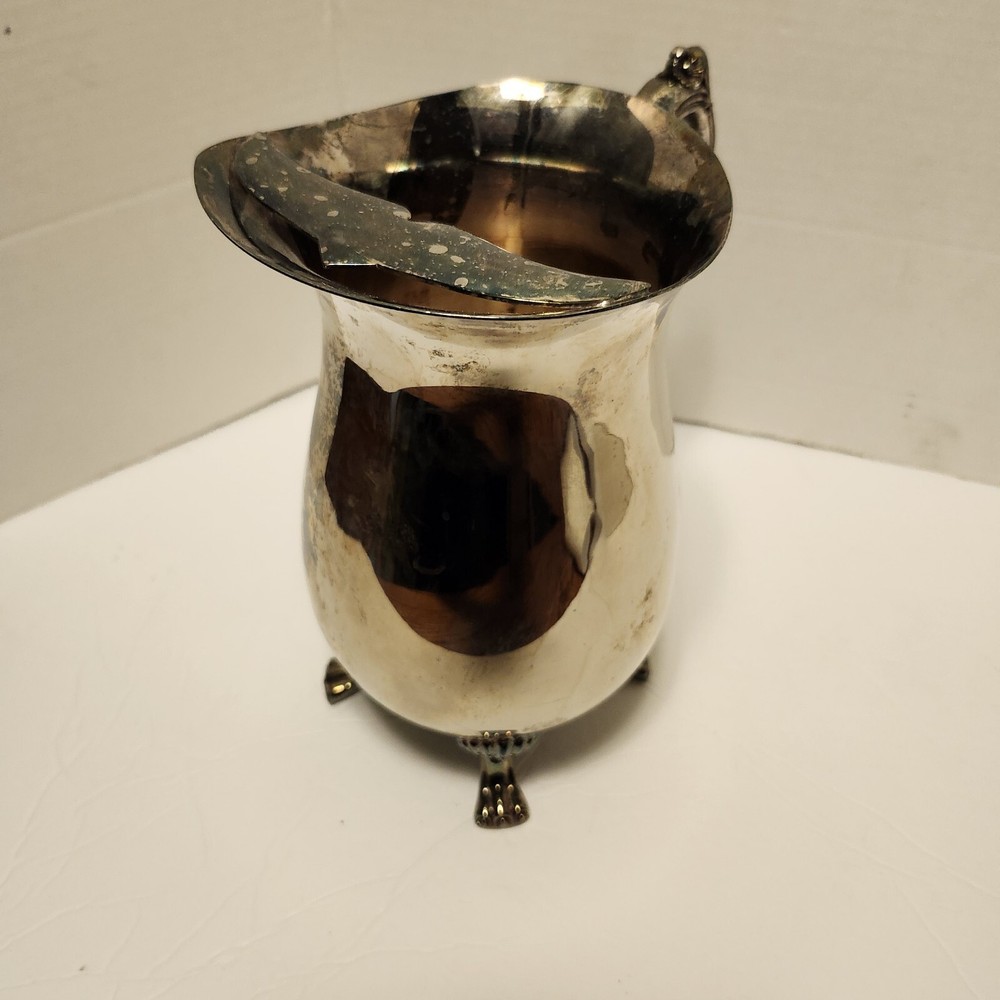 Vintage Silver Plated Copper Pitcher W/ice Guard